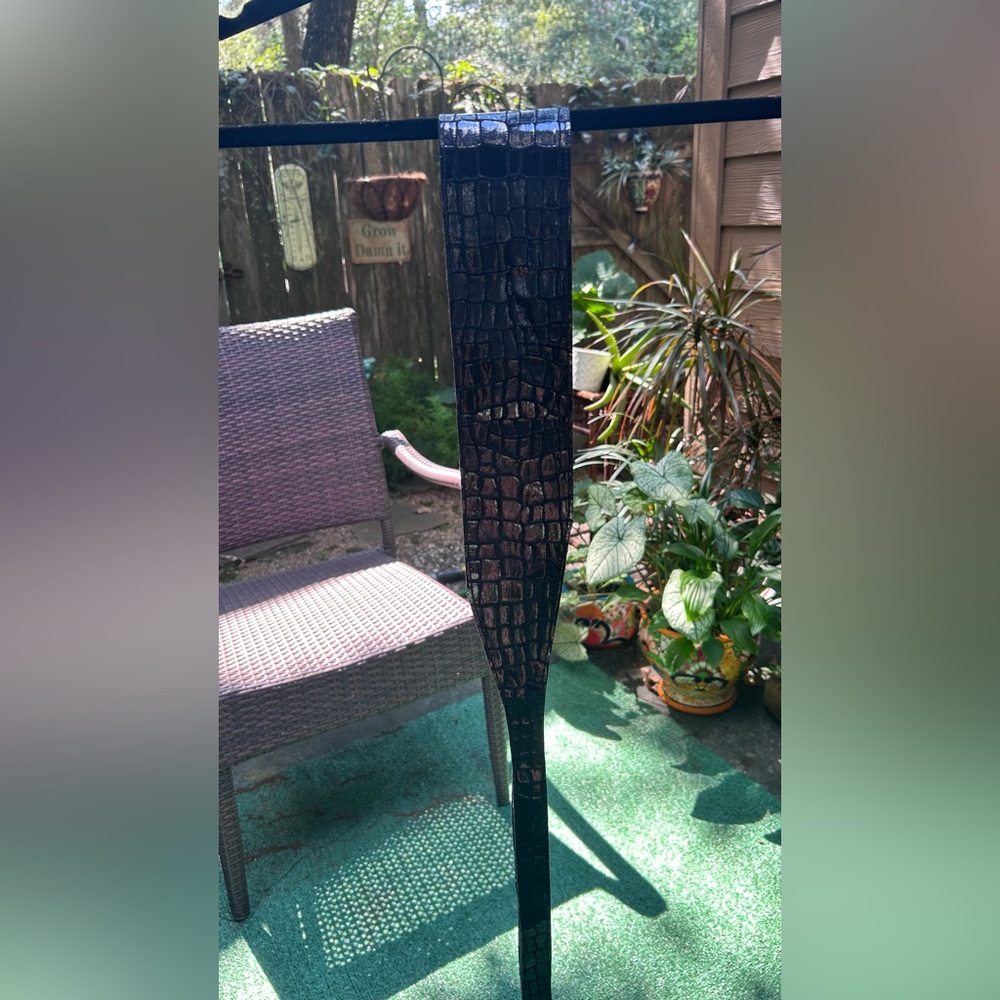 Black Faux Crocodile Embossed Wrap Belt